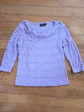 3 For $12 Dana Buchman Lilac Ruffle-Texture Boatneck Top